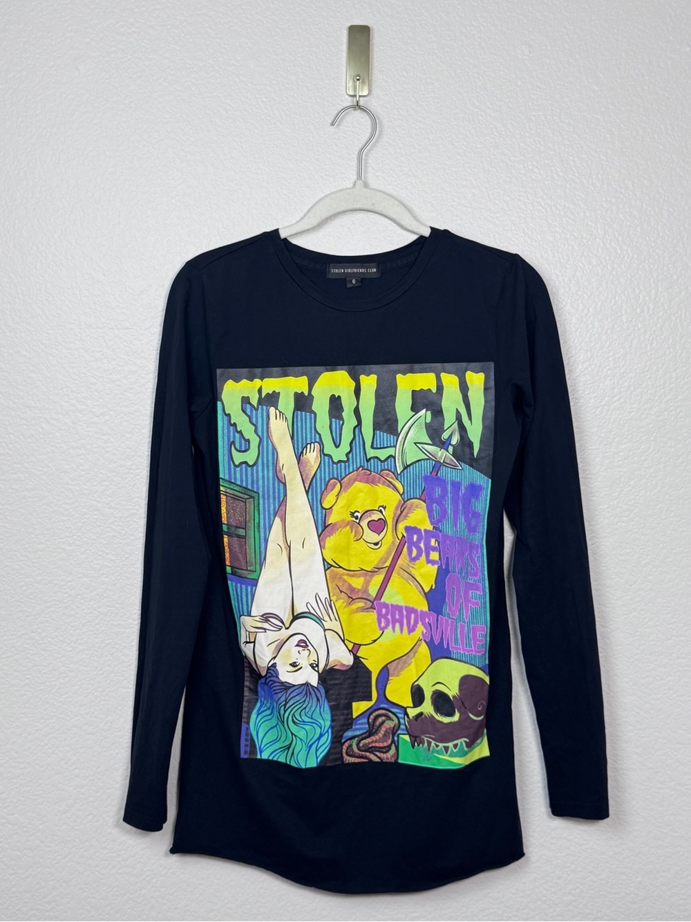 Stolen Girlfriends Club Shirt Dress Size 6 Big Bears Of Badsville Indie Sleaze